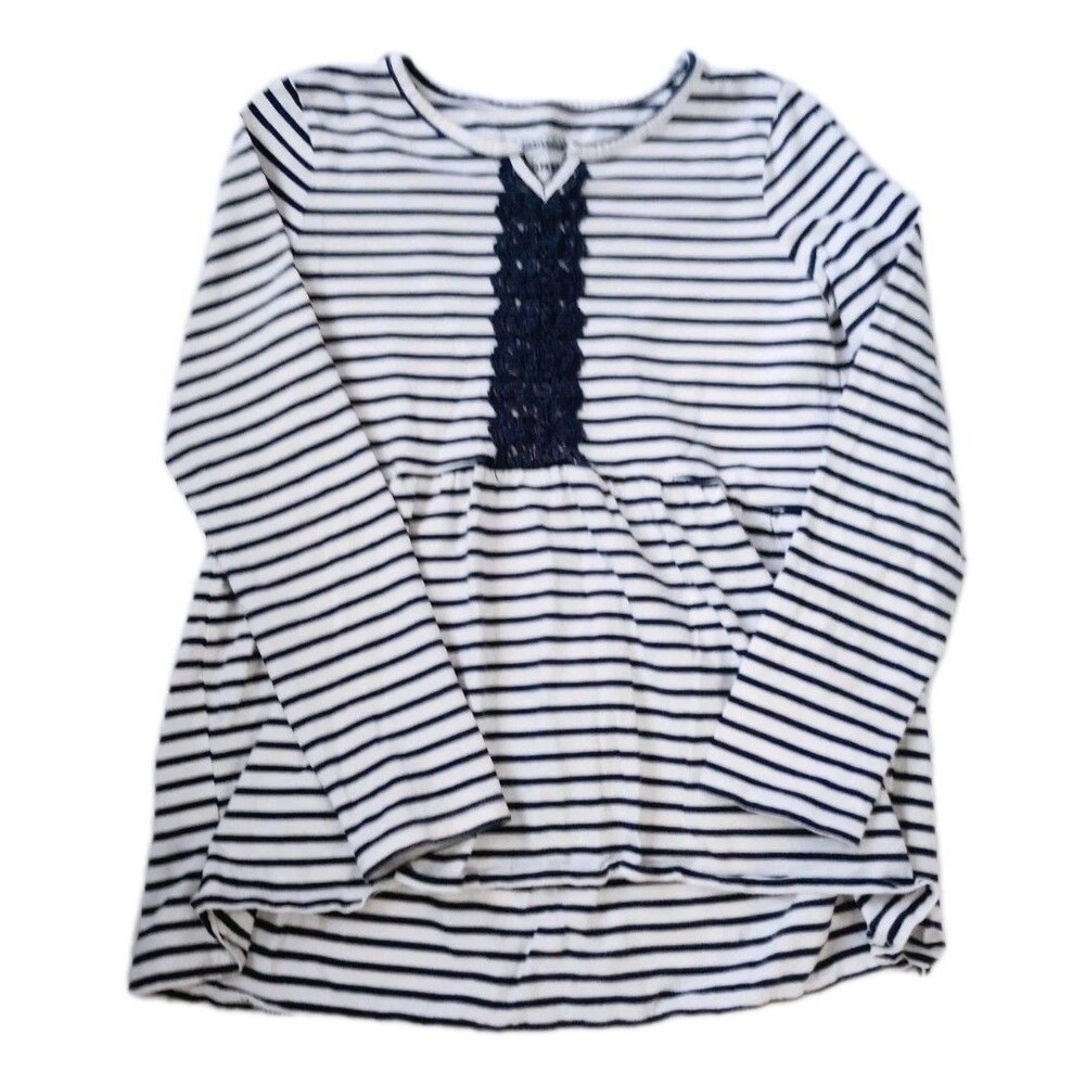 Oshkosh B'Gosh Long Sleeve Navy Blue Striped Top sz L 10/12 Girls Baby DollStyle